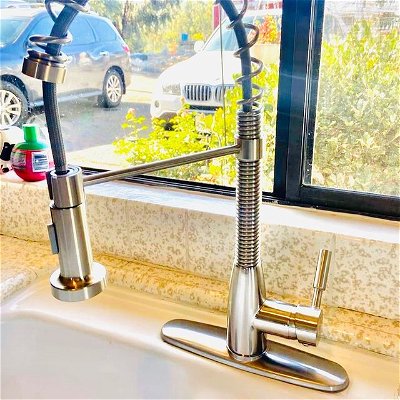 Villa Premier Kitchen Faucet in brushed nickel is crafted with detailed organic lines that will fit naturally in any space. #Ashford