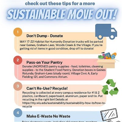 Taking just a little extra time to separate out what can be donated & recycled instead of going to the landfill makes a big difference, not just to our carbon footprint but to our community. @wlusustainability @wluseal
