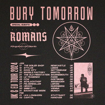 Tickets for our 2024 UK & Europe headline tour on sale now!

We have taken our new album all over the world in 2023 and cannot wait to bring it bigger, louder and more expansive than ever in January & February as we kick off the new year.

We will be bringing Metalcore giants @wecameasromans and groundbreaking upstarts @kingdomofgiants to support, and we could not be more excited to bring this show to you.

Playing in venues we’ve not visited in years and cities we’ve longed to get back to, you do not want to miss out. Come join us on our next chapter.