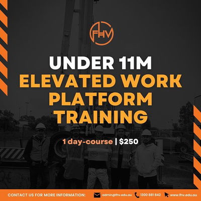 After successfully completing our nationally-recognised Elevated Work Platform Training Course, participants will be trained and competent to operate:

• EWP (Boom Lift) under 11m
• Scissor Lift (up to any height) 
• Vertical Lift*

Secure your spot for our upcoming workshops 👇
📆 October 6, 13, 20
🏷️ $250

https://zurl.co/77Gs