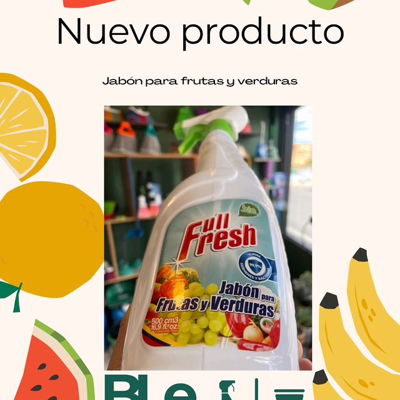 🎉🍏🍇 ¡Limpieza fresca para tus frutas y verduras! 🥦🍅 Presentamos nuestro nuevo producto 🚀: JABÓN PARA FRUTAS Y VERDURAS 🧼🍊🥕 Mantén tus alimentos seguros y listos para comer 🍽️💚 #HigieneEnCasa 🏠 #FrutasYVerdurasLimpias 🌽🍓🛁