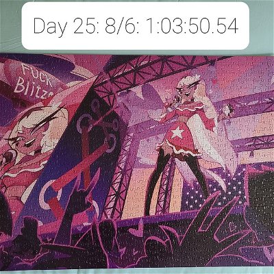 It took me a total of 25 days and 23(h):52(m):33(s). I know I'm slow, but it was fun putting this puzzle together. I have yet to open my Hazbin Hotel puzzle and I won't be able to start it in a few months. I won't be able to work on puzzles for a long time.
-
-
-
you can find me in other places: https://mylinks.ai/lucy
-
-
-
#jigsawpuzzlesarefun #jigsawpuzzles #1000pieces #jihsawpuzzle #jigsawpuzzlesofinstagram #jigsawpuzzleaddict #hazbinhotel #helluvaboss #helluvabossverosika #verosikamayday #verosikamayday #viziepop