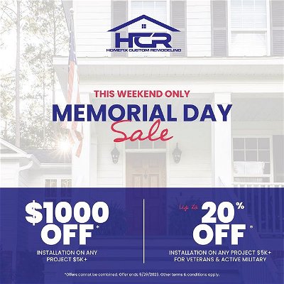 Memorial Day is the perfect time to treat your home to a makeover! 🇺🇸

Take advantage of our exclusive Memorial Day Sale and give your exterior the transformation it deserves! 🌟 Let our experienced team help you create the perfect outdoor oasis for your family this summer and make your dream exterior a reality! 🤩

#MemorialDaySale #HomeRemodeling #ExteriorRemodel #CurbAppeal #OutdoorRenovation #HomeImprovement #MemorialDayDeals #RemodelingSpecials #HomeUpgrades #RenovationSale #homefixcustomremodeling