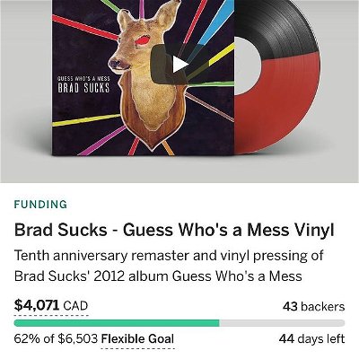 24 hours in and the 10th Anniversary Guess Who’s a Mess vinyl is 62% funded, thank you so much! 

Doing a casual rehearsal stream over on my YouTube channel tonight around 8:30pm EST so feel free to pop by and say hi