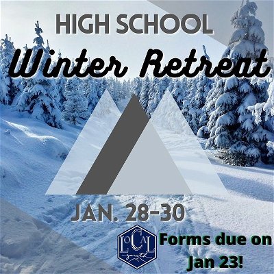 Hey HS students! We are planning to go on our HS Winter Retreat in just a few weeks and you should come join us! You can find info/sign-ups in our bio