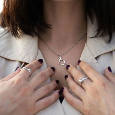 Rhombus necklace 
#indigo #handmade #silver #necklace #rings