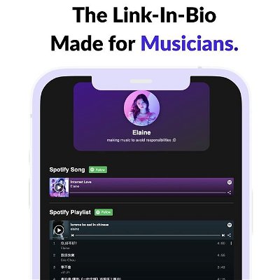 The link-in-bio made for musicians! Add all of your music, playlists, covers and more from all your music channels 🎶 Tag a musician!