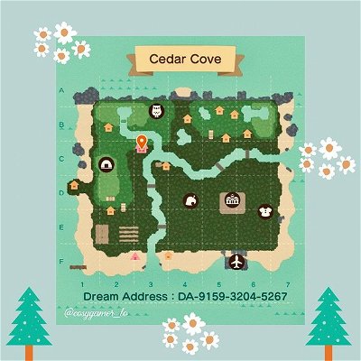 Hello Gamers,

Here’s my latest DA Realease:

DA-9159-3204-5267

Cedar Cove is ready for you to wander around. It’s a mix of meadow and spring core with an English countryside village feel. It’s also a “No Terraforming” island, so the layout is exactly as it was when I started the island. The only addition I have made is a little viewing stepping stone to the ruins area at the back left of the island above Stitches house.

You can visit Fret’s farm and even stay at his Glamping tent on the beach. Visit Dom’s fishing shop or just wander around chatting to all the Villagers that are just waiting to introduce themselves to you. 

Since Cedar Cove was also host to my annual Blue Sunday Tea Party, I’ve left my set up for that event intact, so you can have your own Teddy Bears Picnic when you come to visit.

Stay Safe. Play Cosy Games.

L x

Hashtags:

#acnh #animalcrossingnewhorizons #animalcrossingcommunity #nintendoswitch #nintendoswitchlite #nintendoswitch #nintendoswitchlite #cosygames #cosygamer #cozygames #cozygamer #cosygaming #cozygaming #cosygamingcommunity #cozygamingcommunity #acnh #animalcrossingnewhorizons #newhorizons #animalcrossing #cosyliving #cozyliving #cosylife #cozylife #cosylifestyle #cosylifestyle #acnhcommunity #acnhcedarcove #meadowcore #farmcore #springcore #villagecore #englishcountrysidecore