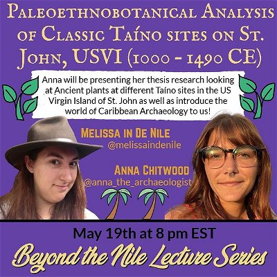 So excited for this guest lecture this Friday at 7:30 EST with @achittywood !! Cannot wait to dive into the world of Caribbean archaeology!

#melissaindenile #archaeology #beyondthenile #lecture #twitch #guestlecture #twitchgueststar #Caribbean #usvirginislands #stjohn #stjohnusvi #archaeologylovers #archaeologicalexcavation #paleoarchaeology #paleoethnobotany