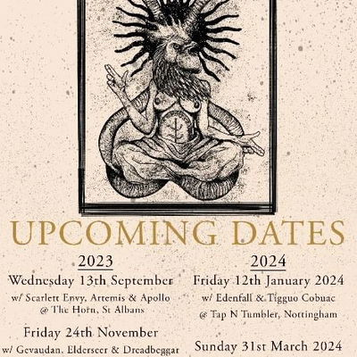 ICYMI Here's a run down of all our upcoming dates, few more in the pipeline to be hopefully announced.
Get yourselves to a show !

New music also coming soon 

#metal #doom #doommetal #postmetal #atmosphericdoom #ukdoom #metalband