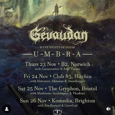 Another one we can't wait to play. The excellent @gevaudandoom666 will be playing @club_85_hitchin with our ugly faces on support. 
#doom #doommetal #ukmetal #heavymetal