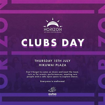 AUT’s semester 2 clubs day is coming up this Thursday 🎉🥳 Join us and many other clubs that create special spaces just for you! We’ll be at Hikuwai Plaza from 11am-2pm so make sure to come check us out while we’re there! Hang around for awhile, check out our stall, talk to our members and don’t forget to stick around for our performances! 

Can’t wait to see everyone! 🕺🏼