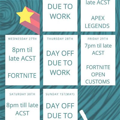 Weekly Streaming Schedule!!🔥💙
Go check our my page fb.gg/RaraGamezz