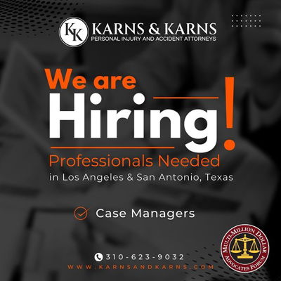 🚨 We are hiring! 🚨 

When you become a part of the Karns & Karns family, you get competitive pay, benefits, opportunities to sharpen your skills and advance your career. So join our team of professionals who are always looking to push the limits of success in a fast-paced industry. Join the family and apply today at the link in bio.

#wearehiringnow #hiringcasemanagers #casemanagers #karnsandkarns