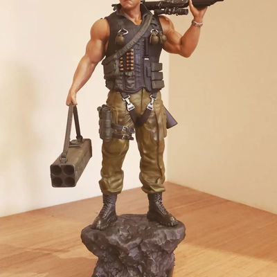 I've been working on this one for over a year, at one point swapping entirely from FDM to SLA when I got my new printer.

John Matrix - Commando. 
Model by @sanix3d 

#3dmodel #3dprinting #painting #airbrush #vallejopaints #anycubic #photonmonose #commando #matrix #arnoldschwarzenegger