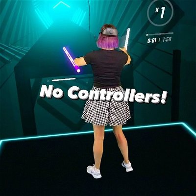 This feature is pretty handy… I played Beat Saber using only my hands thanks to the @htcvive XR Elite. 
#vr #tech #gaming #beatsaber