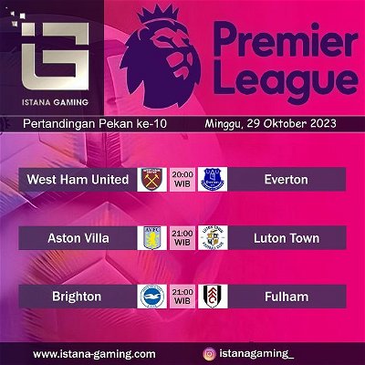 Jadwal Pertandingan Liga Utama Inggris Pekan ke-10 29 Oktober 2023