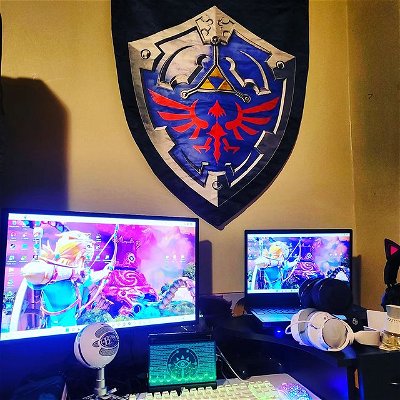 So this is my happy place. ✨️ When I get the chance to stream or just write, etc. I've been a big fan of Zelda for many years and even though my happy place is small, it brings me lots of joy. I still have some things I will be adding to it later, but for now this area brings out some of the best streams. Follow me on twitch (SonBunGoku) Link in the Bio. 🤎 I would love to see some new faces and make some new friends. 
 
 
.
 
.
.
 
.
.
.
.
.
#twitch #TwitchAffliate #twitchstreamer #smallstreamer #cozy #cozystreamer #affiliate #Zelda #botw #streamingdesk #gamer #gamingsetup #gaming