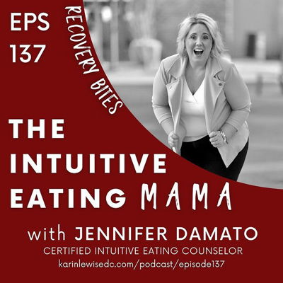This week, Karin welcomes Jennifer D'Amato, Intuitive Eating Counselor and coach, to the show for, ”The Intuitive Eating Mama.”

Tune in for a discussion on how diet culture imprisons society, the dangers of marketing healing as “health and wellness”, eating disorders and sex drive, raising intuitive eating children, the implications of “clean your plate”, allowing unconditional permission to eat, removing food and diet talk, especially around children, and more.

Jennifer D'Amato is a Certified Intuitive Eating Counselor, coach, mom of four, podcaster, lover of all things pink, and wants you to live your best health and your best life.

Jennifer specializes in helping women reconnect with their body, make peace with food, and redefine their health to allow one to walk away from diet culture and embrace all life has to offer. By relearning what your body needs, reconnecting with your body's biological signals and redefining what health is on your terms. She encourages clients to see examine what dieting creates a barrier to true body connection.

Jennifer offers both private and group coaching from an anti-diet approach and also incorporates the principles of Health at Every Size® (HAES) into her practice to help women implement the principles of intuitive eating and heal their relationship with food and body. You can also listen to Jennifer on her podcast, “The Intuitive Eating Mama."

You can listen to Jennifer’s episode by clicking the link in our bio, at karinlewisedc.com/podcast/episode137 and on all podcast streaming platforms. As always, thank you for listening!
.
.
.
#TheIntuitiveEatingMama #HAES #EmotionalHealth #IntuitiveEating #MindAndBody #SelfConfidence #HealthCoach #EffYourBodyStandards #InnerCritic #SelfLoveFirst #HealthAtEverySize #EDWarrior #RecoveryJourney #EDCommunity #HealthMotivation #SelfCompassion #ChangeYourMindset #RecoveryBites #RecoveryPodcast
