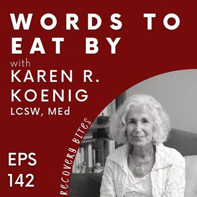 This week, Karin welcomes Karen R. Koenig, LCSW, MEd, psychotherapist, international, award-winning 8-book author, and popular blogger, to the show for, "Words to Eat By."

Join us for a discussion on courage and perseverance in recovery, external motivators and internal motivators, the notion of “wanting” and the challenges it can pose for those with eating disorders, the concepts of “reality” and “recall,” the importance of finding a sense of self in recovery, self-care vs self-caring and much more!

Karen R. Koenig, LCSW, M.Ed., is a psychotherapist, an international, award-winning 8-book author, and popular blogger. Her books and blogs are known for their humor and practical wisdom. Karen has 30-plus years of experience in the field of eating psychology, teaching chronic dieters and emotional, binge, and over-eaters to become “normal” eaters through using a non-diet, non-weight focused approach to eating intuitively and creating joyous, healthy, meaningful lives. Her media experience includes scores of TV, radio, print, and podcast interviews.

Karen lives and practices in Sarasota, Florida, where she provides in-person and online therapy. Learn more by visiting her website at karenrkoenig.com.

You can listen to Karen’s episode by clicking the link in our bio, at karinlewisedc.com/podcast/episode142 and on all podcast streaming platforms. As always, thank you for listening!
.
.
.
#SelfCompassion #EDWarrior #AntiDiet #DitchTheDiet #SelfCareTips #InnerStrength #NoBodyShame #SelfLoveFirst #HealingJourney #SelfCareFirst #SafeSpace #FoodFreedom #NutritionistApproved #EDCommunity #SelfRespect #MentalHealthMatters #HAES #RecoveryBites #RecoveryPodcast