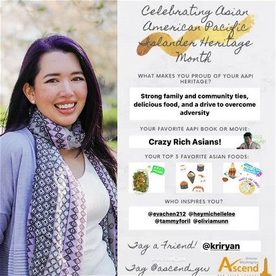 Check out our highlights for our #AAPIHM campaign where we celebrate the diversity of cultures reflected in our community.

This week we’re featuring Ascend Greater Washington Marketing VP, Tracy Jacquez @twedan

Fill out your own template and share, tagging @ascend_gw and we’ll feature you on our page!

#proudasian #ascendleader #celebratediversity