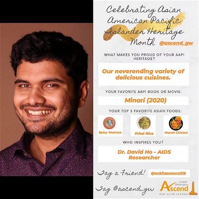 Check out our highlights for our #AAPIHM campaign where we celebrate the diversity of cultures reflected in our community.

This week we’re featuring Ascend Greater Washington Marketing Committee volunteer, Rahul Saxena @rahuls.rules 

Fill out your own template and share, tagging @ascend_gw and we’ll feature you on our page!

#proudasian #ascendleader #celebratediversity