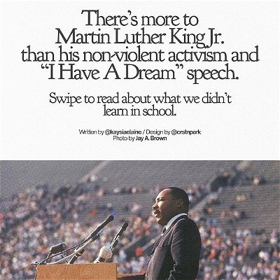 We’ve all learned about Martin Luther King Jr.’s non-violent approach to racial justice. However, there’s more to his activism than we’re taught in school. Swipe to read on. ➡️📖✍️ From @impact