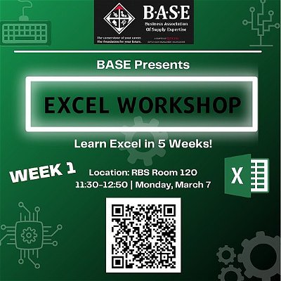 Hey Insta Fam! 💚

Our first official Excel Workshop is this upcoming Monday, March 7th!

We hope to see lots new faces. 😁

To be safe, bring your own laptops please! 

If there’s any questions or concerns feel free to DM us! 📨