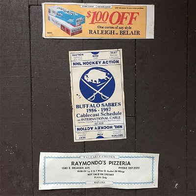 Comin over for tha game Friday? Pizza & Cigs on the House.
•
•
•
•
•
#BuffaloSabres #RaleighCigarettes #BelairCigarettes #RaymondosPizzeria #DuctworkPaperwork #Buffalo #Sabres #1986 #1987 #1988 #Vintage #VintageBuffalo #VintageSabres #1off #Expired #Raymondo