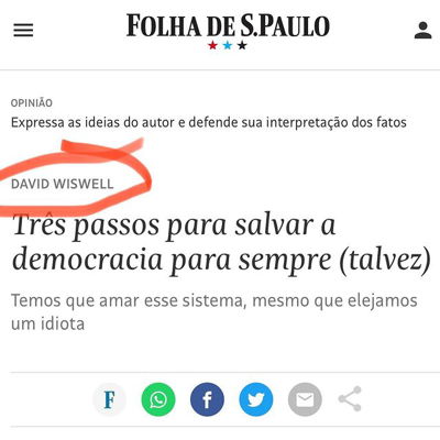 I was published again in a major Brazilian newspaper! 
For those who don’t speak Portuguese the title is “How to save democracy in three east steps (maybe)”