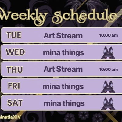 My schedule for this week!