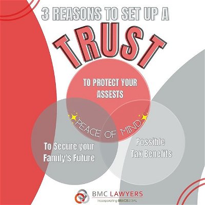 What is a TRUST? 

“A trust is a legally binding arrangement when a person (the settlor) transfers legal ownership of assets to certain chosen persons (trustees) to be held on trust for the benefit of persons named by the settlor (the beneficiaries).” - FindLaw

The main benefits of a trust can be:
1. To protect your assets
2. To secure your family’s future 
3. Possible tax benefits 

Trusts can be complicated however our team is highly skilled in this area. They will draw out a plan that will suit you and your situation. 

If you have more questions about setting up a trust, we do offer a FREE, non obligation 30 minute consultation for new clients. 

Otherwise, our DMs are always open! 

Have a great week everyone! 

📍Kapiti & Porirua 

#settingupatrustnz #paraparaumu #kapiti #porirua #raumati #kapiticoast #porirua #wellington #nz #newzealand #lawkapiti #paraparaumulawyer #porirualawyer #bmclawyers #bmcrealestate