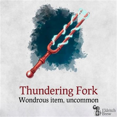 Thundering Fork
—
Follow @eldritchbrew for the best 5e homebrew in Instagram! 🔥
—
If you found this post helpful, please
Like ❤️ 
Comment 💬
Save 💾 it for later so you don’t forget!
—
We will continue posting awesome homebrews for your 5e settings! 
—
#dnd5e #dndcharacter #dnd #criticalrole #5e #dungeonsanddragonsart #instadaily #art #illustration #digitalart #digitalpainting #digitalillustration #dungeonsanddragons #dungeonmaster #fantasyart #fantasy #wotc #wizardsofthecoast #dndart #worldbuilding #tabletop #ttrpg #rpg #tabletopgames #illustrationoftheday #roleplay #fantasyartist #artistsoninstagram #artistsofinstagram #conceptart