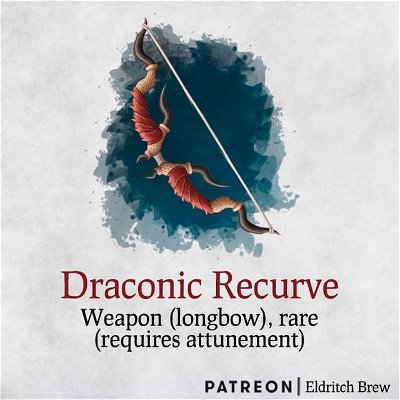 Draconic Recurve
—
Follow @eldritchbrew for the best 5e homebrew in Instagram! 🔥
—
If you found this post helpful, please
Like ❤️
Comment 💬
Save 💾 it for later so you don’t forget!
—
We will continue posting awesome homebrews for your 5e settings!
—
#dnd5e #dndcharacter #dnd #criticalrole #5e #dungeonsanddragonsart #instadaily #art #illustration #digitalart #digitalpainting #digitalillustration #dungeonsanddragons #dungeonmaster #fantasyart #fantasy #wotc #wizardsofthecoast #dndart #worldbuilding #tabletop #ttrpg #rpg #tabletopgames #illustrationoftheday #roleplay #fantasyartist #artistsoninstagram #artistsofinstagram #conceptart