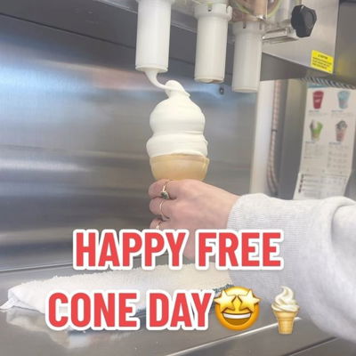 Stop in today to get a free small vanilla cone while supplies last! #giveaway #giveawayusa #freeicecream #icecream #cone #icecreamcone