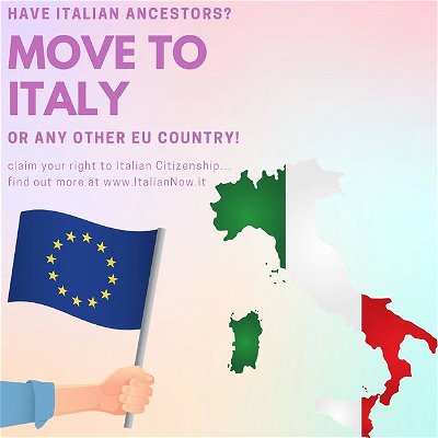 Having an Italian ancestor could mean you qualify for EU citizenship! If you’ve ever had dreams of living somewhere in Europe, now is your chance…. Find out how you could claim your right to Italian Citizenship at www.ItalianNow.it

#italy #italiancitizenship #juresanguinis #EUcitizenship #AmericanExpats