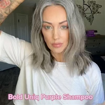 Gray/silver hair requires the best purple shampoo!' @mirandaparker⁠
⁠
Maintain your silver/gray hair with our favorite purple shampoo, stronger than traditional purple shampoos with no nasty chemicals!⁠
⁠
Get yours on Amazon now! ⭐️⭐️⭐️⭐️⭐️