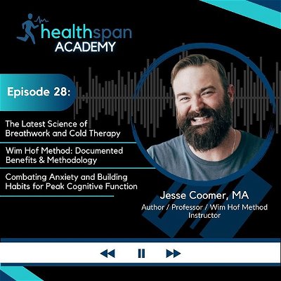 In this week's episode of Healthspan Academy, Jesse Coomer shares his personal expertise on the practical applications of breathwork, cold exposure, and the Wim Hof Method. We chatted about the power of breathwork and meditation, the therapeutic benefits of cold exposure, and other key habits for optimizing physical and cognitive function.

Jesse Coomer is the author of A Practical Guide to Breathwork. He is a professional breath worker, cold training expert, certified Wim Hof Method instructor, a certified personal trainer on the National Academy of Sports Medicine (NSAM), and a Professor of English at Vincennes University, Indiana. He’s also a voice of practicality in the world of breathwork and cold exposure on his YouTube channel, Midwestern Method. In 2009, Jesse began a life transformation journey that led him to discover how physiology and psychology often conflict with the modern world. For most of his life, he suffered from anxiety and stress. It was in 2014 when his passion for breath training became a method to combat his anxiety. Since then, he has trained over a thousand students in various modalities and leads workshops, lectures, and training sessions around the USA while training athletes, military, and people from every walks of life.

To know more about Jesse, his products and services, check out:
JesseCoomer.com.

*** Please note that the content discussed in this podcast is intended for self-education and is not to be interpreted as medical advice.

#Health #Healthspan #Longevity #AntiAging #Podcast #HealthPodcast #LongevityPodcast #HealthspanAcademy #Breathwork #ColdTherapy #WimHofMethod #Biohacking #HealthyHabits #JesseCoomer