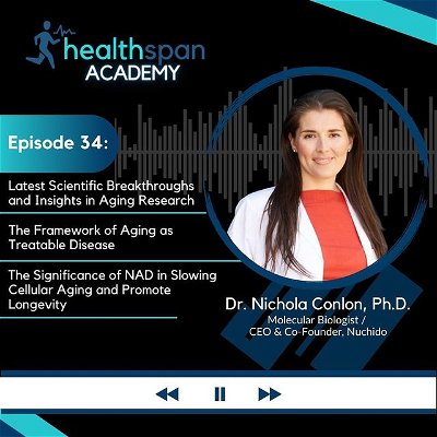 In this week's episode of Healthspan Academy, Dr. Nichola Conlon and I chat about cellular aging and practical means for slowing or even reversing its effects. We talked about the most recent scientific breakthroughs in aging research, the significance of NAD in increasing healthspan, and the future of aging science.

Dr. Nichola Conlon is an accomplished molecular biologist who specializes in the study of the biology of aging. She received her Bachelor of Science in Physiological Science in 2008 and her Master of Research in Medical and Molecular Biosciences in 2009. She then earned her Ph.D. in Physiology at Newcastle University, which houses Europe's largest institute for aging research, with the aim of becoming an Epithelial physiologist, focusing on the structure and function of drug and nutrient transporters. She has worked in industry identifying novel medication development opportunities, and she is also a trained cosmetic scientist registered with the CTPA approved Society of Cosmetic Scientists.
Building on her expertise in molecular biology and years spent focused on early stage drug discovery with a renowned biotech firm, Nichola co-founded her own company called Nuchido with the goal of translating the latest scientific advances in aging research into nutraceutical products that delays aging and promote longevity. As CEO at Nichido, she collaborates alongside multiple world-leading scientists including Professors Tom Kirkwood and Thomas von Zglinicki to lead the task of converting current scientific findings into interventions to improve people’s healthspan.

To learn more about her products and services, check out her company at Nuchido. Use discount code: HSA10 to save 10%. 

*** Please note that the content discussed in this podcast is intended for self-education and is not to be interpreted as medical advice.