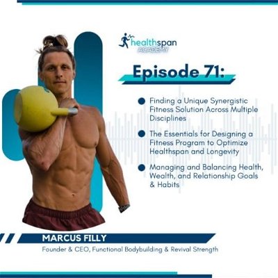 In this week's episode of Healthspan Academy, I interviewed Marcus Filly, who has been a leader in the fitness industry for 10+ years. Marcus talked about his journey from sport to med school to become a 6-time CrossFit Games athlete. We chatted about the essential training elements to optimize healthspan and how to prioritize and balance the key habits with a demanding life schedule. Marcus and I also talked about the logistics of programming for sustainability and longevity to keep in peak functional shape for as long as possible. 

Marcus is the CEO and Founder of Revival Strength, as well as the creator of the Functional Bodybuilding training method. He is a six-time CrossFit Games competitor (2016 12th fittest) and has 20 years of expertise coaching and structuring individual and group training programs for clients all around the world. 

The desire to assist people to live healthier lifestyles inspired Marcus to leave part way through medical school and pursue a career in coaching. After reaching the pinnacle of his competitive career and experiencing burnout and injury, he created the Functional Bodybuilding Method, which combines bodybuilding techniques with functional movements focusing on longevity, strength, and aesthetics to help people look good and move well for as long as possible.

Currently, he leads a team of coaches and creates online Functional Bodybuilding training, nutrition, and education programs. He also co-hosts the “Look Good Move Well Podcast”.

Find out more about Marcus on his website at www.functional-bodybuilding.com and on Instagram at @marcusfilly.

*** Please note that the content discussed in this podcast is intended for self-education and is not to be interpreted as medical advice.