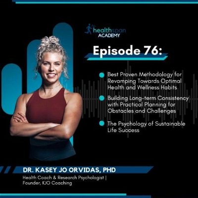 In this week's episode of Healthspan Academy, I spoke with Health Coach & Research Psychologist Dr. Kasey Jo Orvidas. We discussed some of the key research and tactics for developing positive life changes. We talked about the prerequisites for making long-term changes for the better and also how to overcome challenges, set-backs, and roadblocks along the way. Kasey also provided her insight on creating the ideal support structure to optimize outcomes. 

Kasey has transformed hundreds of lives (and minds) in her coaching career, while also being published in multiple peer-reviewed scientific journals for her research exploring the relationship between our mindset and our health and fitness behaviors. As a health and fitness coach, she was the Mastermind behind the creation of the Health Mindset Coaching Certification for health & fitness professionals.

Dr. Orvidas completed her Ph.D. in Psychology at North Carolina State University where her research focused on health behavior change and mindsets – specifically dwelling on eating and exercise behaviors, body image, and self-regulation. In addition to her graduate training, she is also a certified nutrition coach and owner of KJO Coaching.
She is also a writer and member of the scientific review board for Legion Athletics, where she shares her knowledge and passion for all things fitness, nutrition, and psychology. In addition, Dr. Kasey also makes guest appearances sharing her knowledge on numerous health & fitness podcasts.

Find out more about Dr. Kasey on her website www.kjocoaching.com and on Instagram @coachkaseyjo.

*** Please note that the content discussed in this podcast is intended for self-education and is not to be interpreted as medical advice.