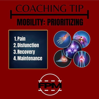 One of the toughest questions to answer when it comes to mobility is where to start, especially if you have joint pain, a history of injuries, and general restriction.⁣
⁣
To simplify this, here is where to start…⁣
⁣
#1 Pain. Joint pain is obviously a signal that something is wrong and needs to be addressed. The key is to address the point of pain by tackling the surrounding tissues first. The site of pain is the symptom, not necessarily the cause. For example, if you have knee pain, start by looking up stream into the quad and/or hip. In most cases of knee pain if you get the hip functioning better, your knee will feel better. If you have multiple points of pain, start with the joints closest to your spine (ie, shoulder before elbow, lumbar before hip, or knee before ankle). You may actually find that the issues further from your core improve by addressing the proximal joints first.⁣
⁣
#2 Disfunction. Second on the priority should be joints that do not have pain, but not functioning within your normal range of motion. Get these joints functioning better before they become points of pain themselves.⁣
⁣
#3 Recovery. The third on the mobility priority list should be joints that are stiff from exercises or poor posture. Muscle growth happens from shortening of muscles. If you don’t keep on top of some regular mobility work, you will start to lose range of motion. This can open you up for joint disfunction or injuries.⁣
⁣
#4 Maintenance. The final priority of mobility is to focus on joints that not necessarily restricted but need some work to keep moving well.⁣
⁣
If you combine this priority strategy with the Five Pillars of Mobility, that is the best way to start moving better.⁣
⁣
#FivePillarMethod