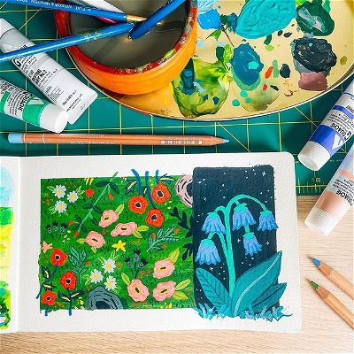 playing with gouache and pencils today. the best thing about paint is being able to paint over the parts you hate. 🌿

#gouache #gouachepainting #gouacheart #gouacheillustration #holbein #moleskine #sketchbook #illustration #illustrationartists #gouacheartist #illustragram #illustrationart #sketchbookart #paintingoftheday #slowliving #artjournal #holbeingouache #etsyseller #studygram #studymotivation #eckersleys #artstudio #floraldesign #carandache #pencilart #winsorandnewton