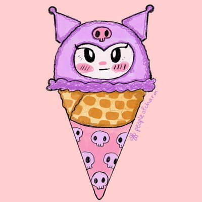 kuromi ice cream cone! 
currently messing with a bunch new brushes 🥸 would you want to see a series of these? 🤍
