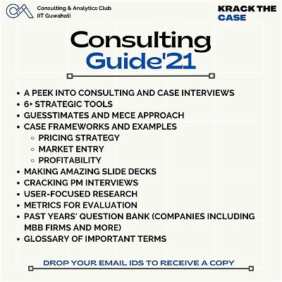 Access the guide at: http://bit.ly/KtC21

Whether you need a refresher for consulting or PM interview prep or are just starting out in the field, our 125-page consulting guide has you covered - with an exhaustive coverage of case frameworks, strategic tools, guesstimates, and more.

Spread the word!
.
.
.
.
#consulting #pm #productmanagement #KtC #caseinterview #interview #casebook #business #management