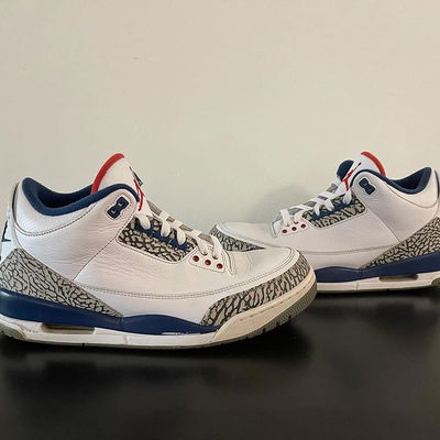 SOLD on eBay
Air Jordan 3 Retro True Blue
▪️Men’s size 11 
▪️$150
▪️Used without the box
▪️Click the link in my bio or DM me

For the first-time ever, the Air Jordan III - OG returns in true form. The reissue comes complete with classic Nike Air branding at the heel and outsole, along with a classic fire red tongue lining, a design element not seen since the 1988 original. Shown with the White/True Blue-Varsity Red Colorway. Style code 854262-106