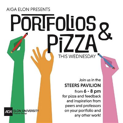 Come hang with us TOMORROW in Steers Pavilion from 6-8 pm to work on your portfolios/any design work you want! It’s going to be a fun event filled with free pizza and feedback from friends🤩