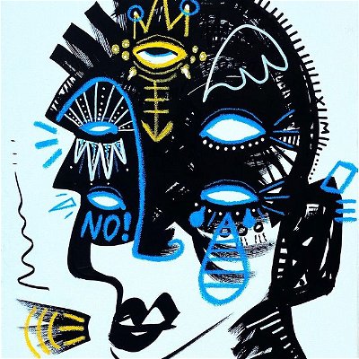 "NO!" (2019)
Acrylic, ink, and paint stick on canvas.
.
Sold Out on @opensea 
.
.
.
#nfts #nftart #collectibleart #nftcollector