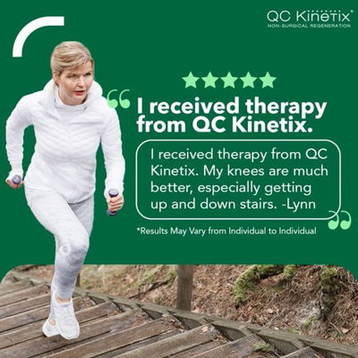 At QC Kinetix, we seek to improve your health and quality of life with our non-surgical treatments. Regenerative medicine utilizes natural biologics to help relieve that soreness in the knees, due to injuries or arthritis.
Our regenerative therapies are restorative, providing patients with therapies that don’t include invasive surgery.

Schedule a consultation today: Link in Bio

#qckinetix #qck #qualityoflife #regenerativemedicine #jointpain #painmanagement #painrelief