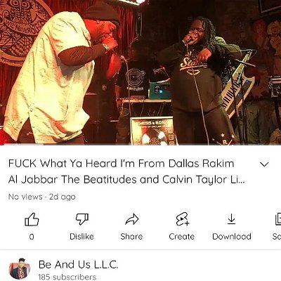 Fuck what ya heard I'm from #Dallas by @rakimaljabbaar with @thabeatitudes jamming featuring Calvin Taylor Johnny Taylor's grandson. Is my jam!!! It was so dope hearing live in Deep Ellum. Now you can jam out too https://youtu.be/mO81fGeuWKk